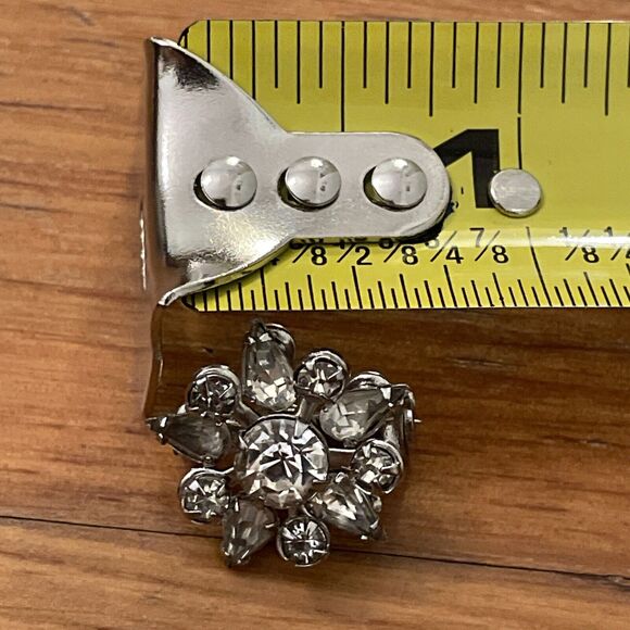 Rhinestone Cluster Brooch Pin Pendant Vintage Faux Diamond Floral Art Deco - Picture 7 of 8
